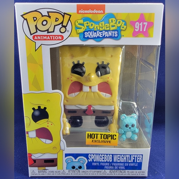 SpongeBob weightlifter hot topic exclusive funko # 917 (nib) with pop protector - Picture 2 of 7